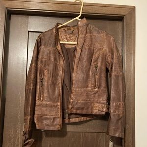 Brown leather jacket